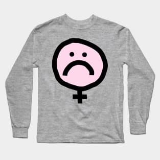 Female Pink Unhappy Smiley Face Long Sleeve T-Shirt